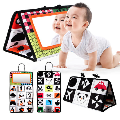 Tummy Time Baby Mirror Toy, Black and White High Contrast Baby Newborn Toys 3 6 12 Months