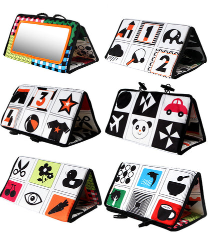 Tummy Time Baby Mirror Toy, Black and White High Contrast Baby Newborn Toys 3 6 12 Months